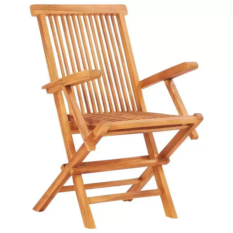 vidaXL Table et chaise de jardin en teck naturel