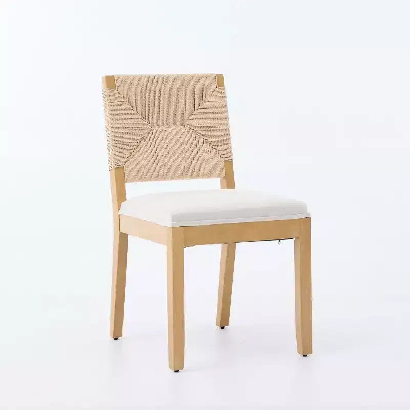 Ensemble de salle à manger rond 5 pièces pour 4 personnes, table à manger sur pied avec chaises en bois massif à dossier tissé, meubles modernes de cuisine et de salle à manger - Panipeachy