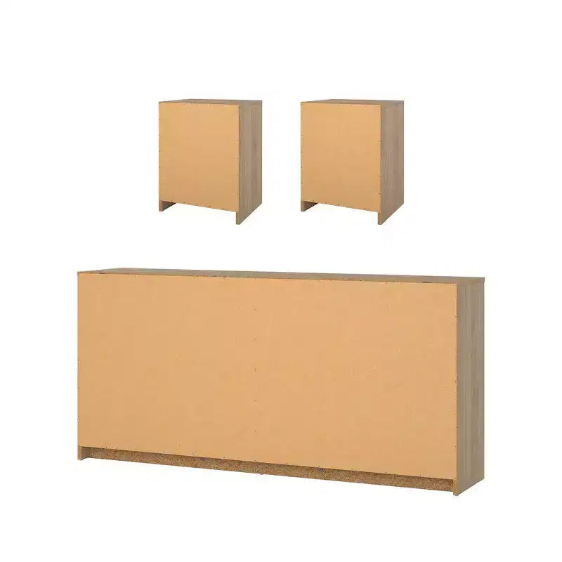 Tvilum, Ensemble de chambre à coucher 3 pièces Portland - Commode double 6 tiroirs et ensemble de 2 tables de nuit