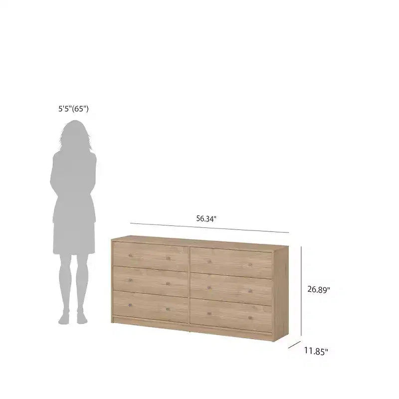 Tvilum, Ensemble de chambre à coucher 3 pièces Portland - Commode double 6 tiroirs et ensemble de 2 tables de nuit