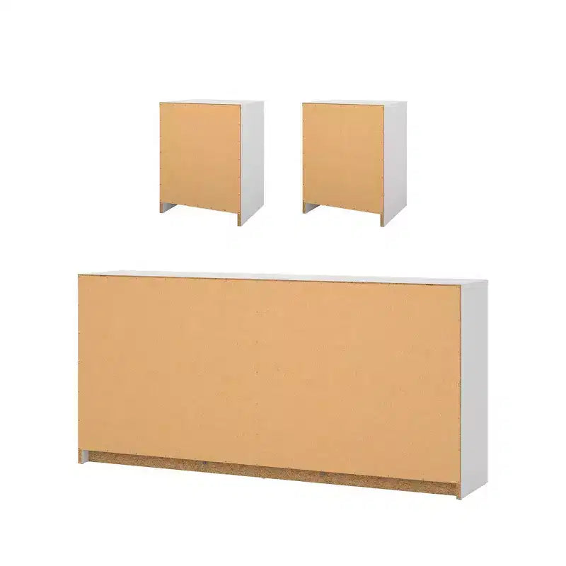 Tvilum, Ensemble de chambre à coucher 3 pièces Portland - Commode double 6 tiroirs et ensemble de 2 tables de nuit