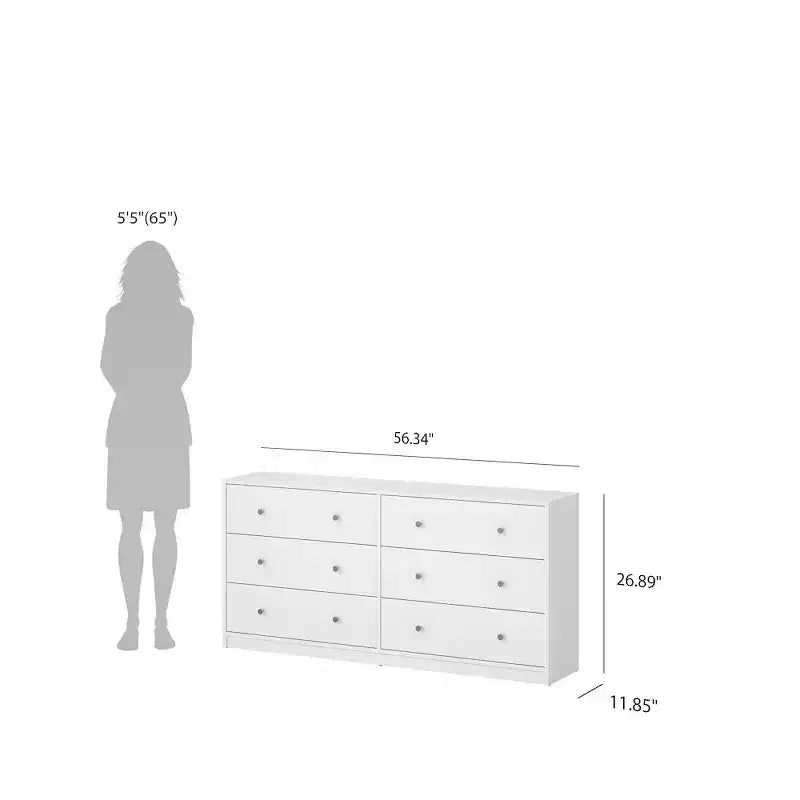 Tvilum, Ensemble de chambre à coucher 3 pièces Portland - Commode double 6 tiroirs et ensemble de 2 tables de nuit
