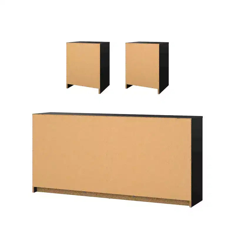 Tvilum, Ensemble de chambre à coucher 3 pièces Portland - Commode double 6 tiroirs et ensemble de 2 tables de nuit