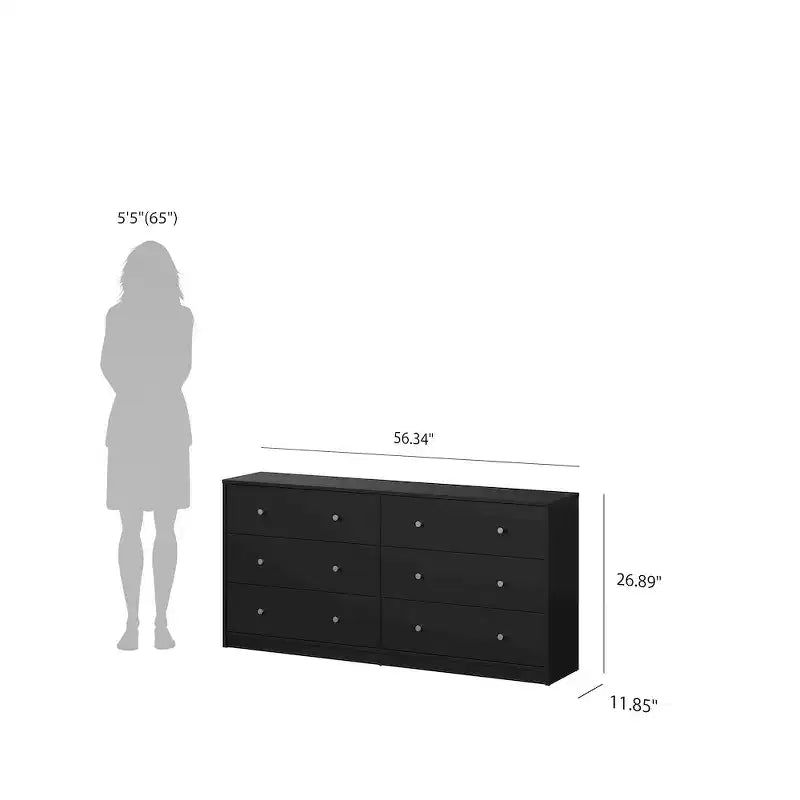 Tvilum, Ensemble de chambre à coucher 3 pièces Portland - Commode double 6 tiroirs et ensemble de 2 tables de nuit