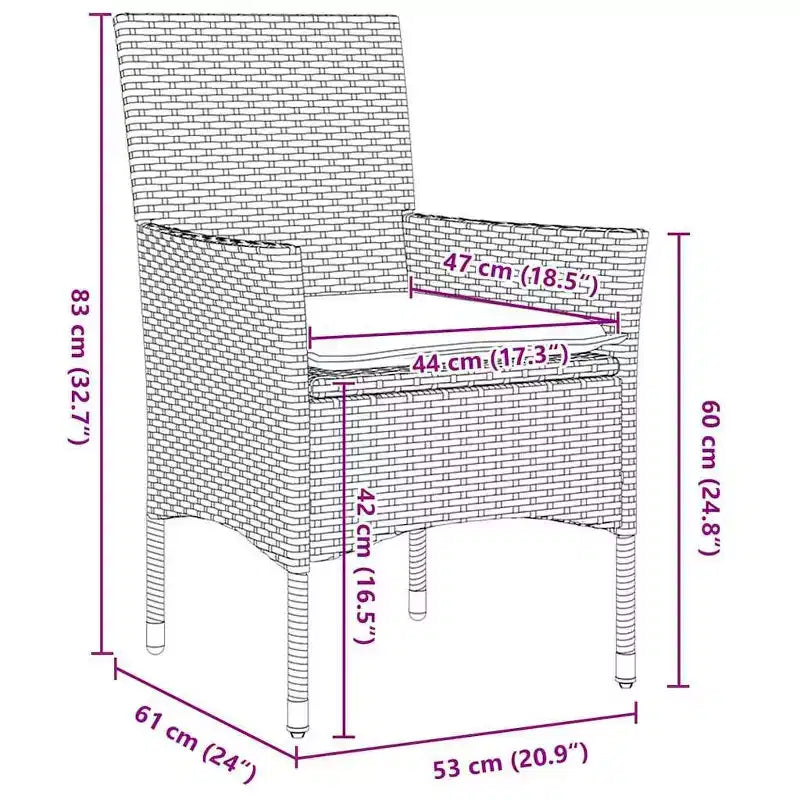 vidaXL Ensemble Table et Chaises avec Coussins 5 pcs Résine Tressée Marron