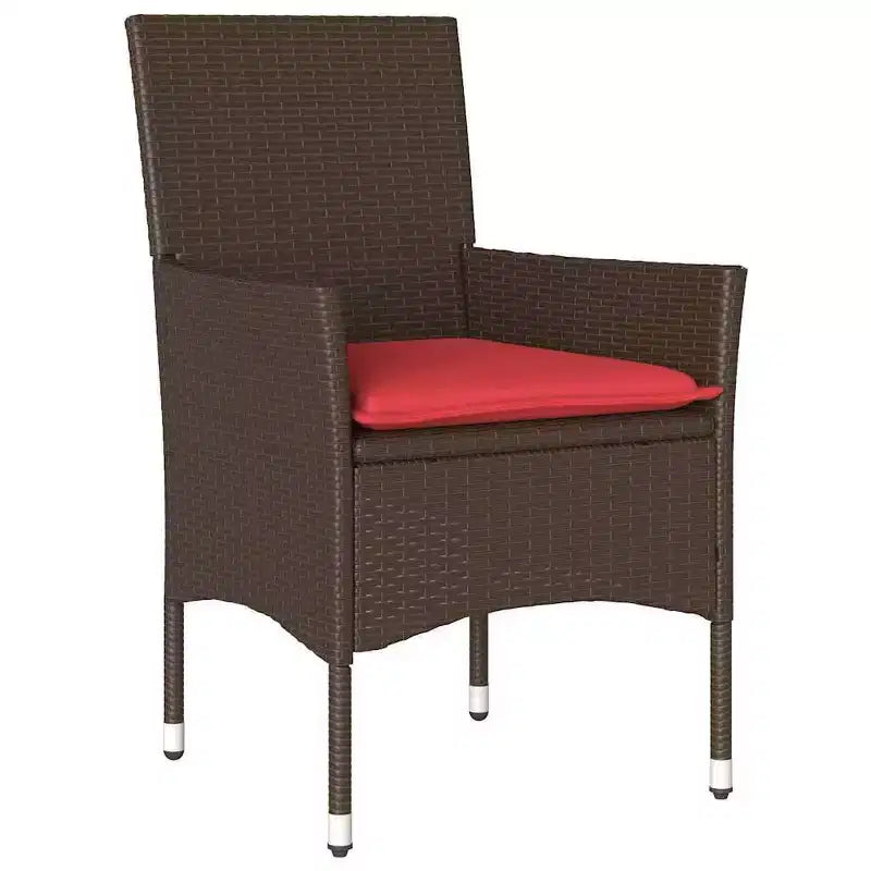 vidaXL Ensemble Table et Chaises avec Coussins 5 pcs Résine Tressée Marron