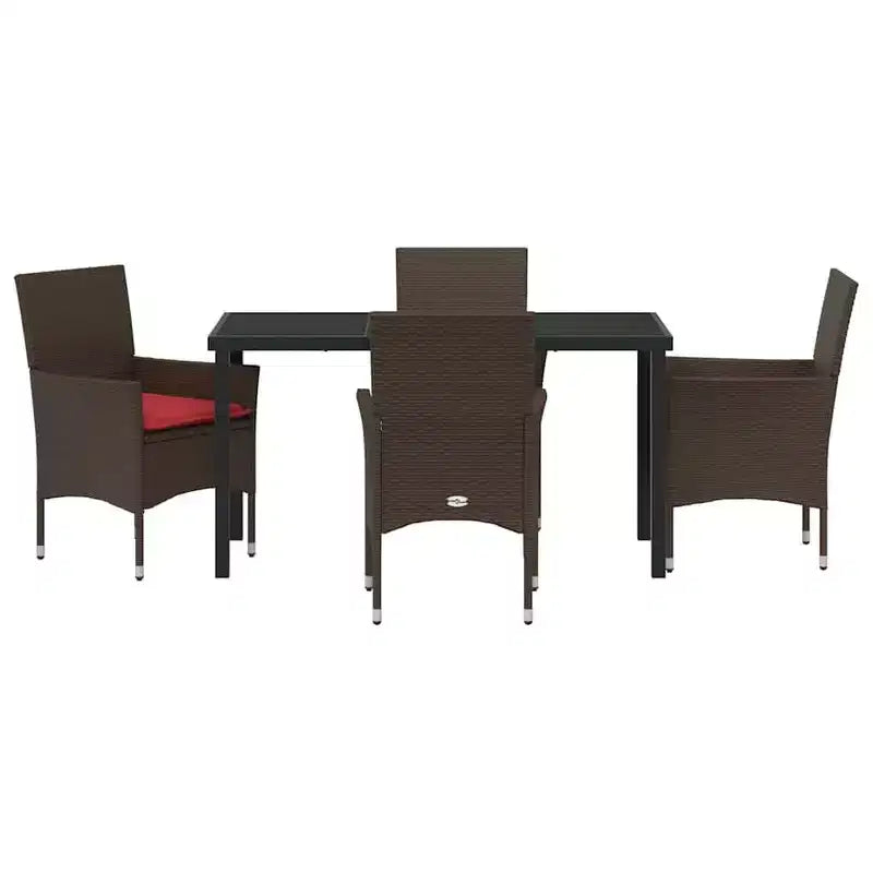 vidaXL Ensemble Table et Chaises avec Coussins 5 pcs Résine Tressée Marron