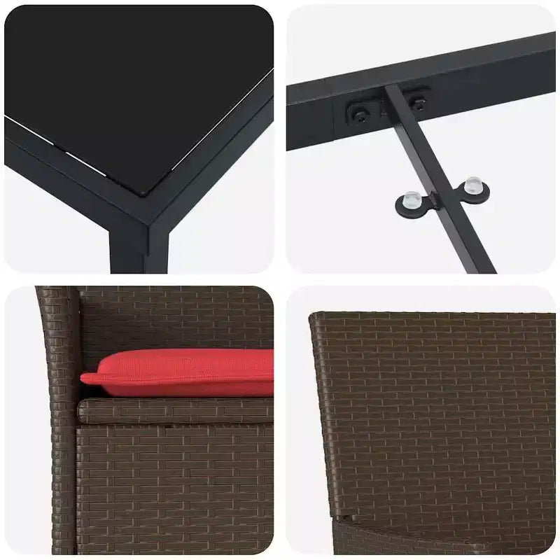 vidaXL Ensemble Table et Chaises avec Coussins 5 pcs Résine Tressée Marron