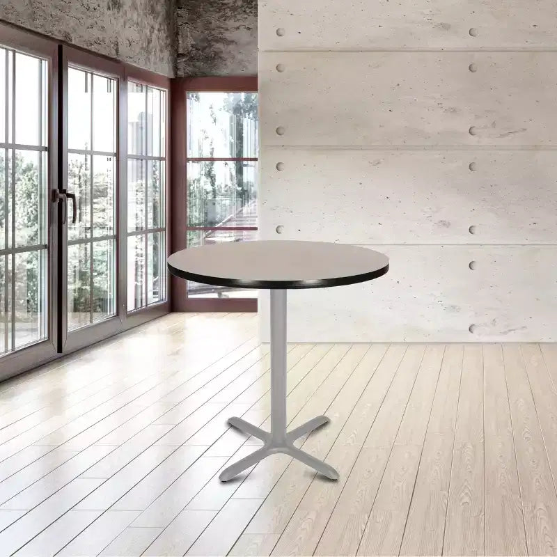Table de salle à manger ronde 36" Bennet Collection avec base en X Gris/Nébuleuse grise
