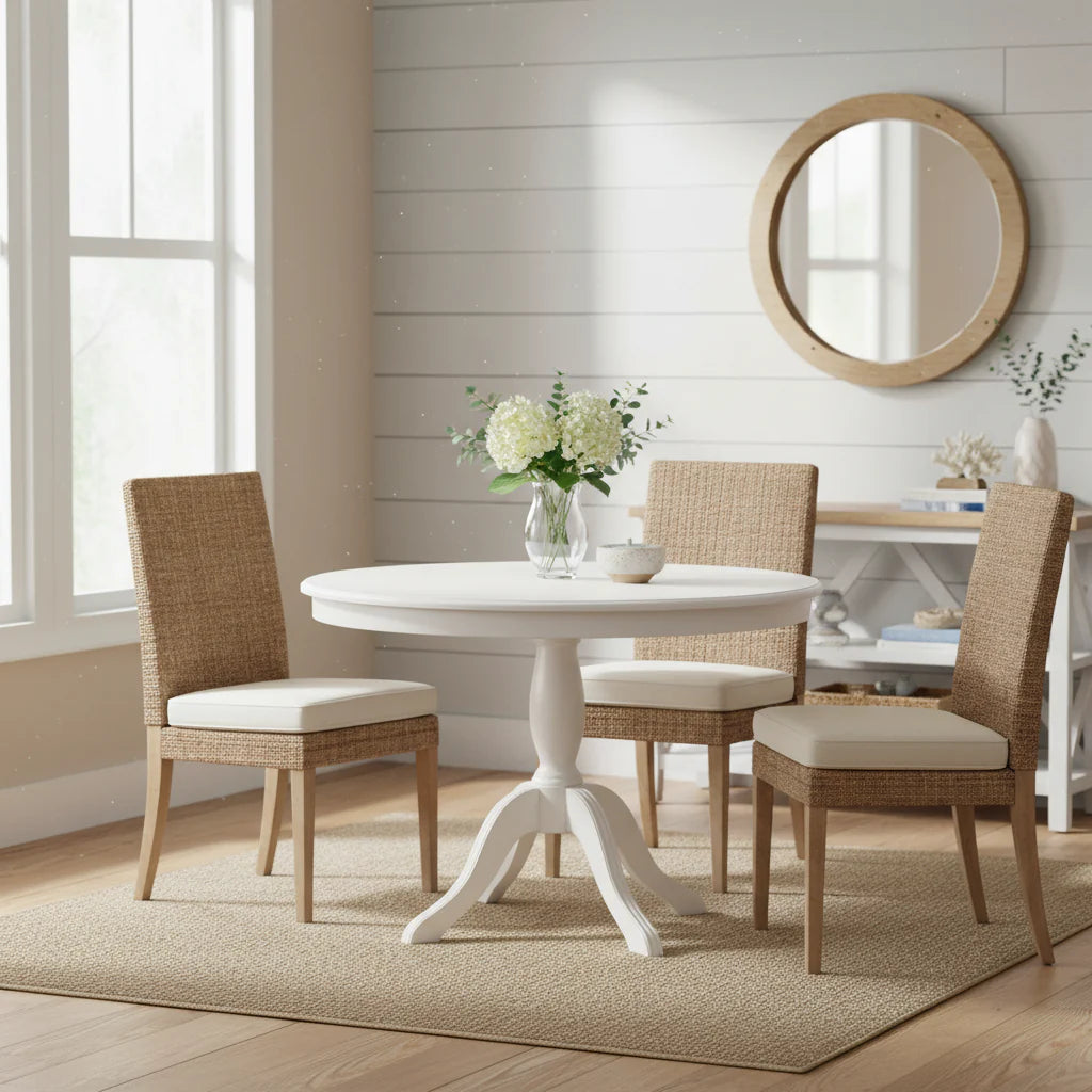 Table ronde à pied central en bois massif