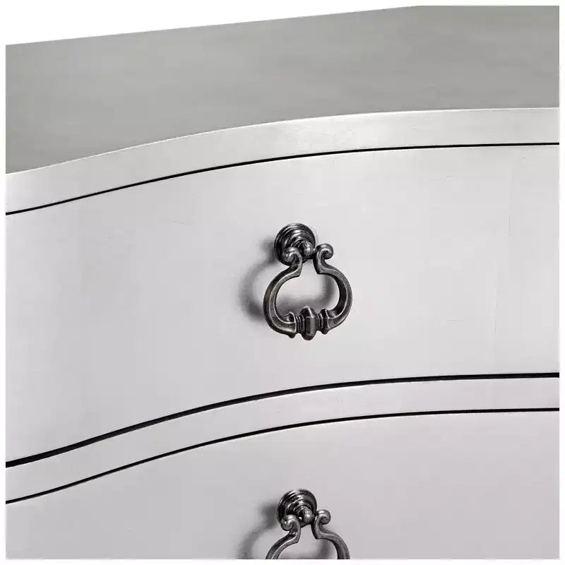 Commode à 3 tiroirs en feuille d'argent de couleur champagne, largeur 34