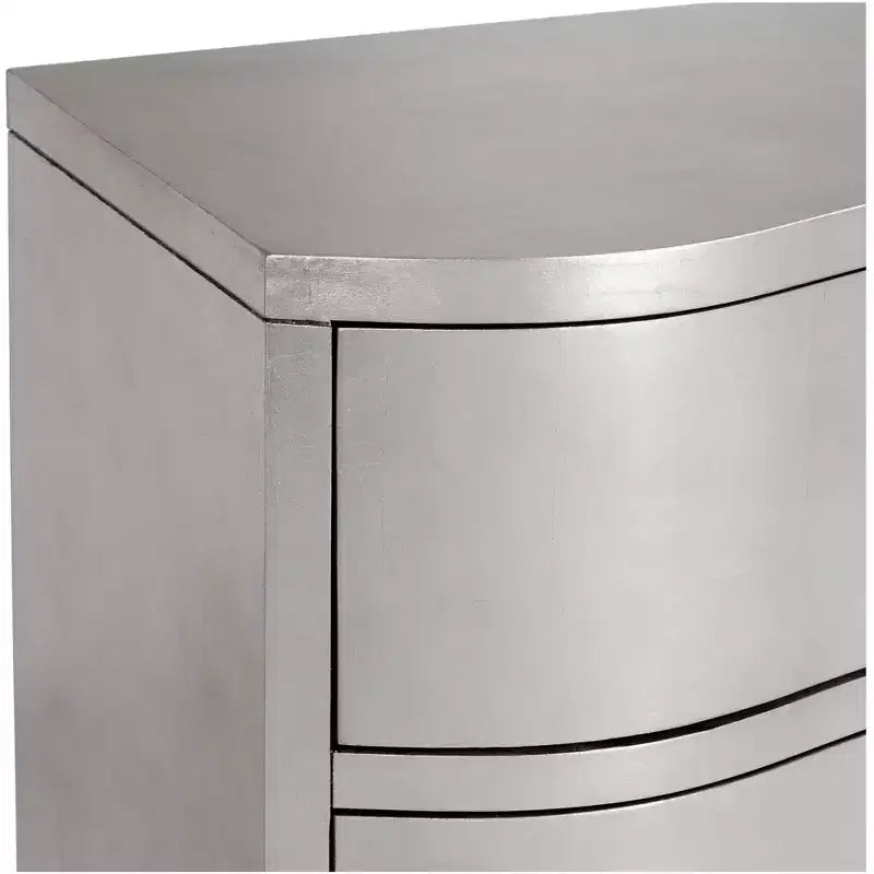 Commode à 3 tiroirs en feuille d'argent de couleur champagne, largeur 34