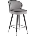 Studio 55D Elba Chrome Metal Bar Stool Black Silver 27 3/4 High Modern Gray Velvet Upholstered Cushion for Kitchen Counter Height Island Home Shed