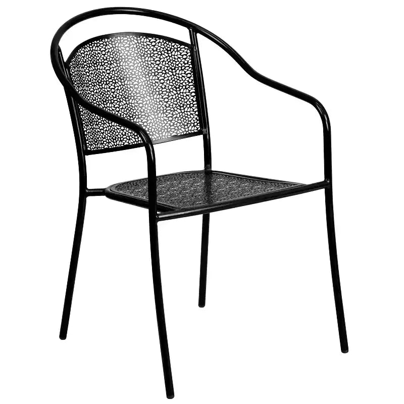Ensemble table de patio en acier ronde Oia de qualité commerciale 35.25 et 4 chaises à dossier rond pour intérieur/extérieur Flash Furniture