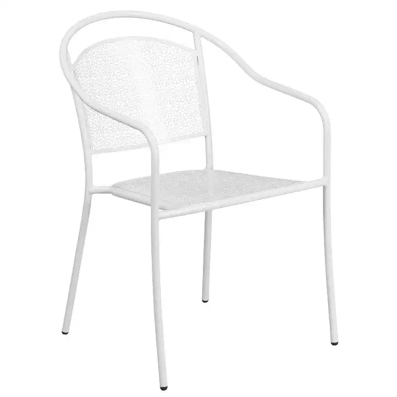Ensemble table de patio en acier ronde Oia de qualité commerciale 35.25 et 4 chaises à dossier rond pour intérieur/extérieur Flash Furniture