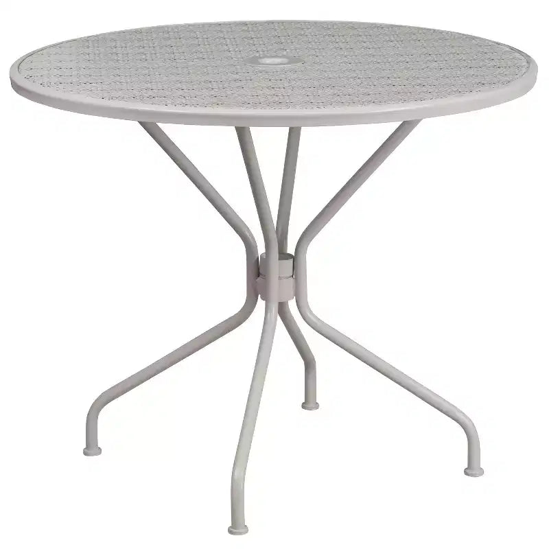 Ensemble table de patio en acier ronde Oia de qualité commerciale 35.25 et 4 chaises à dossier rond pour intérieur/extérieur Flash Furniture