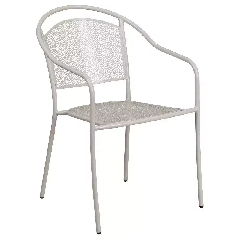 Ensemble table de patio en acier ronde Oia de qualité commerciale 35.25 et 4 chaises à dossier rond pour intérieur/extérieur Flash Furniture