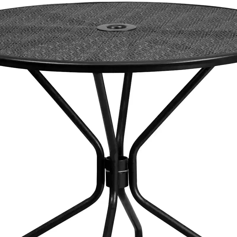 Ensemble table de patio en acier ronde Oia de qualité commerciale 35.25 et 4 chaises à dossier rond pour intérieur/extérieur Flash Furniture