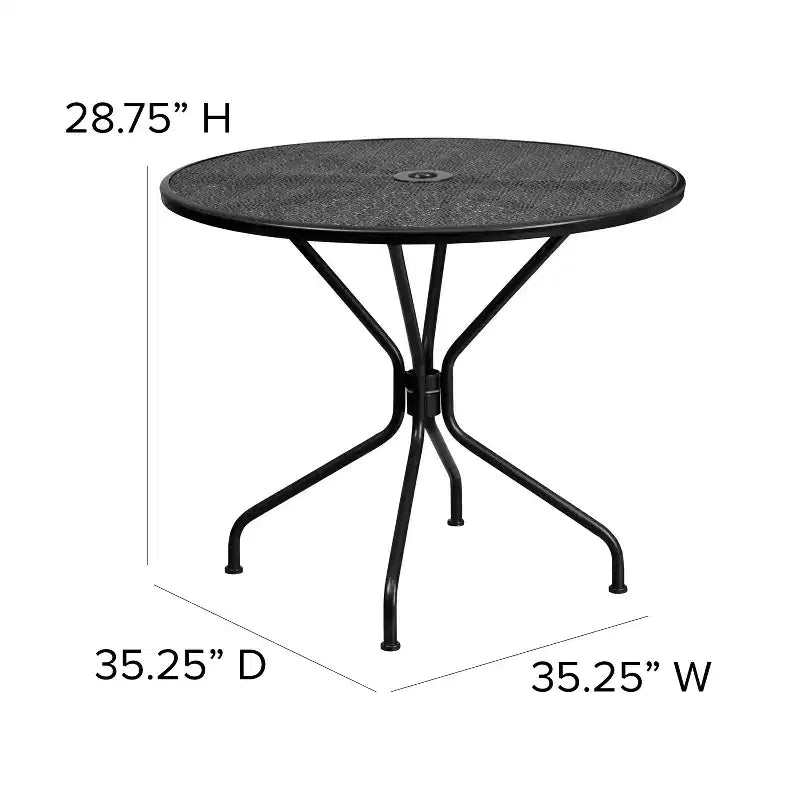 Ensemble table de patio en acier ronde Oia de qualité commerciale 35.25 et 4 chaises à dossier rond pour intérieur/extérieur Flash Furniture