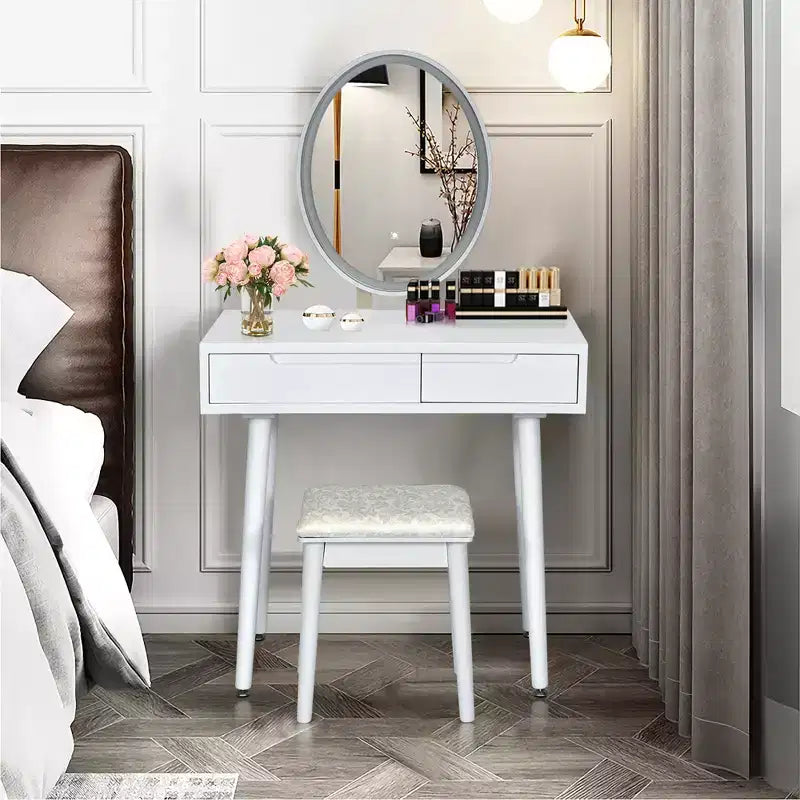 Coiffeuse avec miroir à écran tactile Costway 3 modes d'éclairage avec tabouret Blanc/Noir/Gris