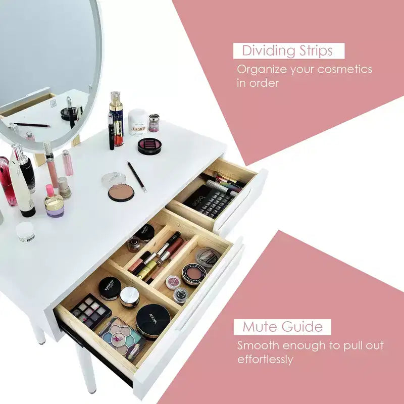 Coiffeuse avec miroir à écran tactile Costway 3 modes d'éclairage avec tabouret Blanc/Noir/Gris