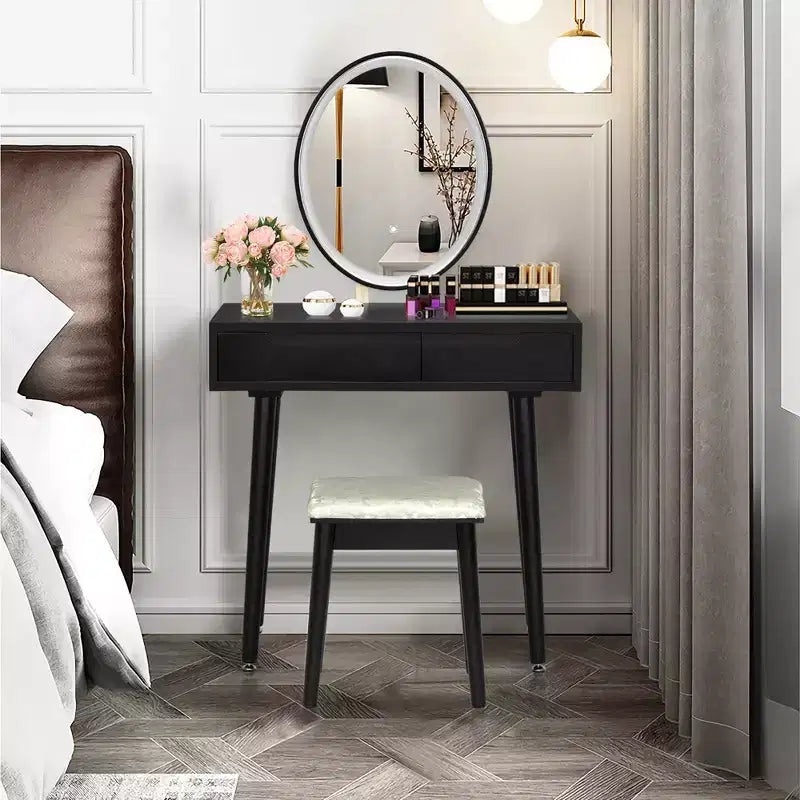 Coiffeuse avec miroir à écran tactile Costway 3 modes d'éclairage avec tabouret Blanc/Noir/Gris