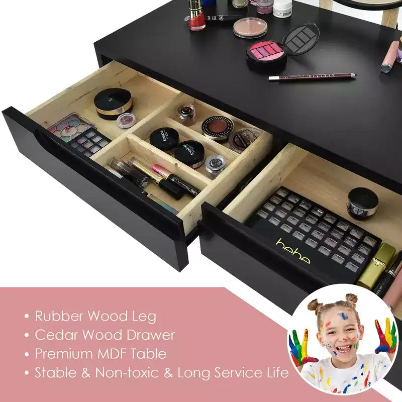 Coiffeuse avec miroir à écran tactile Costway 3 modes d'éclairage avec tabouret Blanc/Noir/Gris