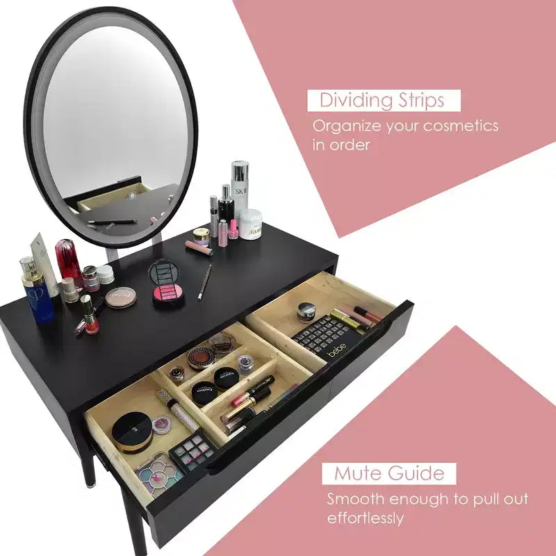 Coiffeuse avec miroir à écran tactile Costway 3 modes d'éclairage avec tabouret Blanc/Noir/Gris