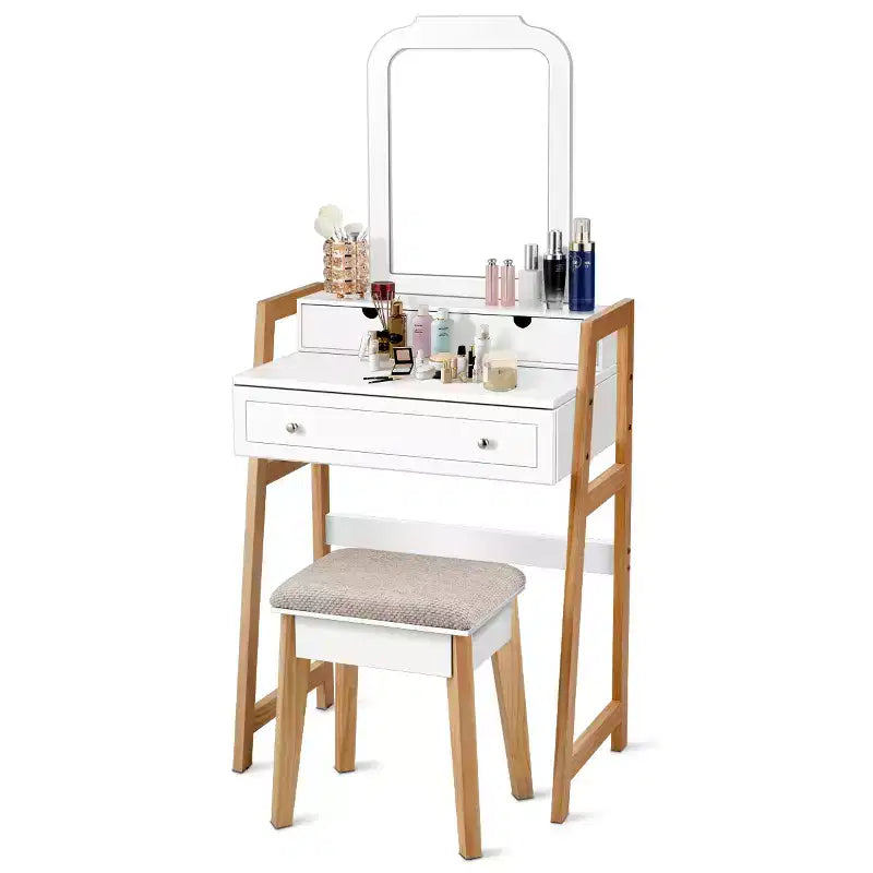Coiffeuse avec miroir et tabouret rembourré Costway