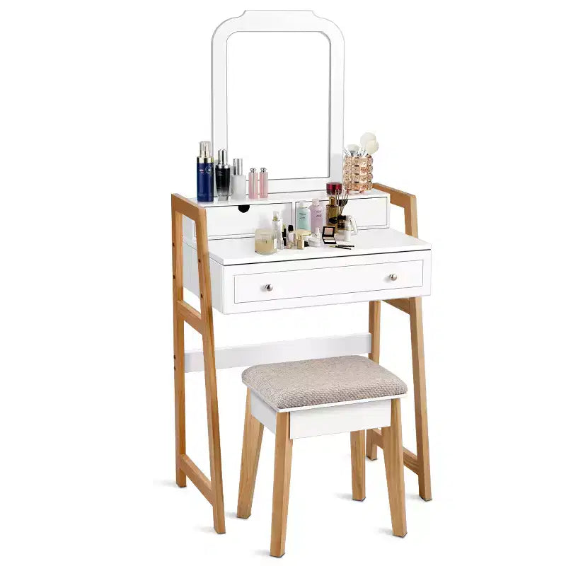 Coiffeuse avec miroir et tabouret rembourré Costway