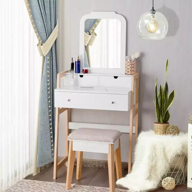Coiffeuse avec miroir et tabouret rembourré Costway