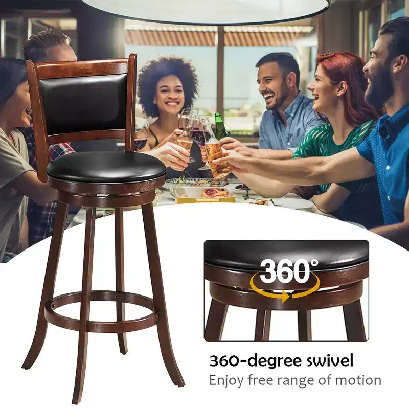 Ensemble de table de pub 3 pièces Costway, table ronde de 30 po de hauteur bar et 2 tabourets de bar pivotants