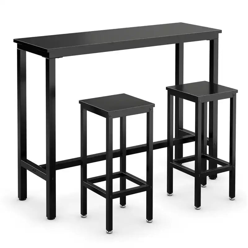 Ensemble de table de bar Costway 3 pièces, table de petit-déjeuner haute avec tabourets