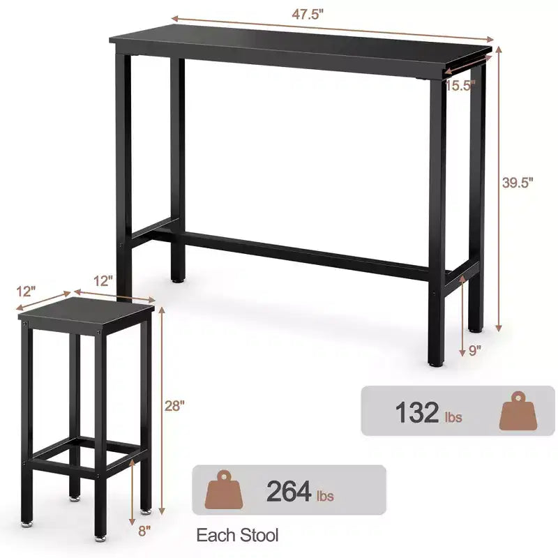 Ensemble de table de bar Costway 3 pièces, table de petit-déjeuner haute avec tabourets