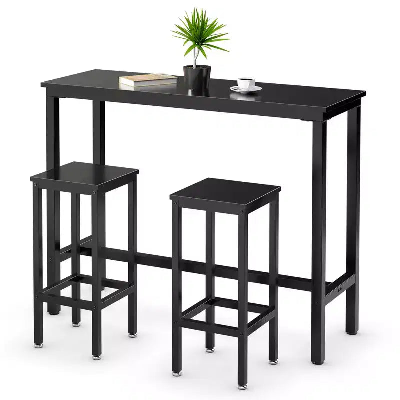 Ensemble de table de bar Costway 3 pièces, table de petit-déjeuner haute avec tabourets