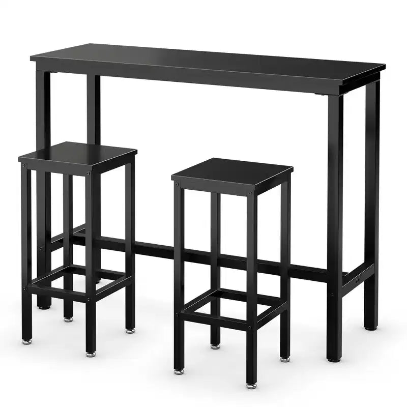 Ensemble de table de bar Costway 3 pièces, table de petit-déjeuner haute avec tabourets