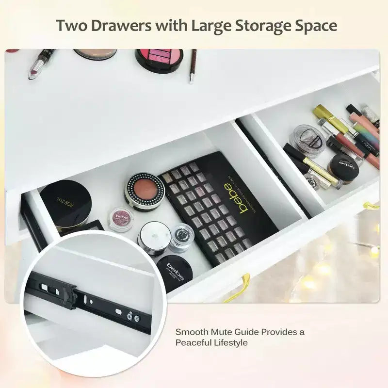 Costway Coiffeuse avec Miroir Écran Tactile 3 Modes d'Éclairage et Tabouret Rembourré