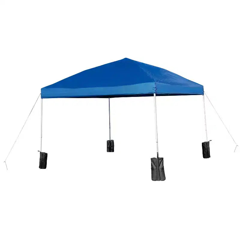 Ensemble tente de hayon/événement portable Flash Furniture - Tente à auvent escamotable à roulettes 10'x10', table pliante en deux de 6 pieds, 4 chaises pliantes