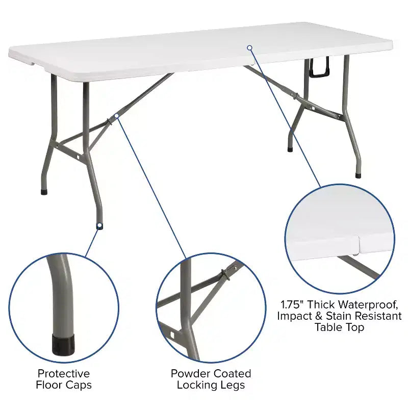 Ensemble tente de hayon/événement portable Flash Furniture - Tente à auvent escamotable à roulettes 10'x10', table pliante en deux de 6 pieds, 4 chaises pliantes