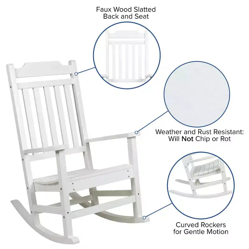 Emma et Oliver – Lot de 2 chaises berçantes d'intérieur/extérieur en polyrésine avec table d'appoint