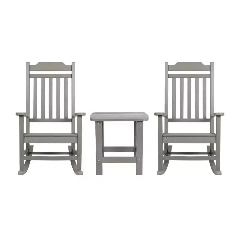 Emma et Oliver – Lot de 2 chaises berçantes d'intérieur/extérieur en polyrésine avec table d'appoint