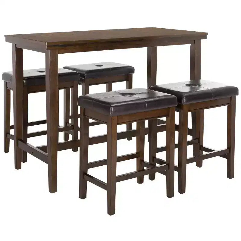 Billy 5 Piece Pub Set - DNS9201A - Dark Brown/Black - Safavieh