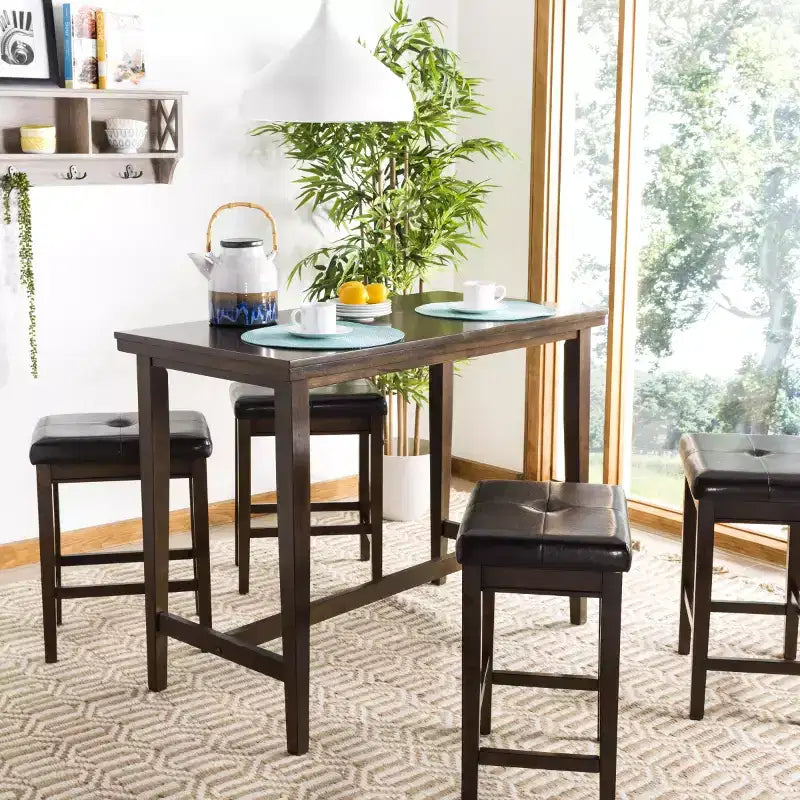Ensemble table et chaises de bar 5 pièces Billy - DNS9201A - Marron foncé/Noir - Safavieh