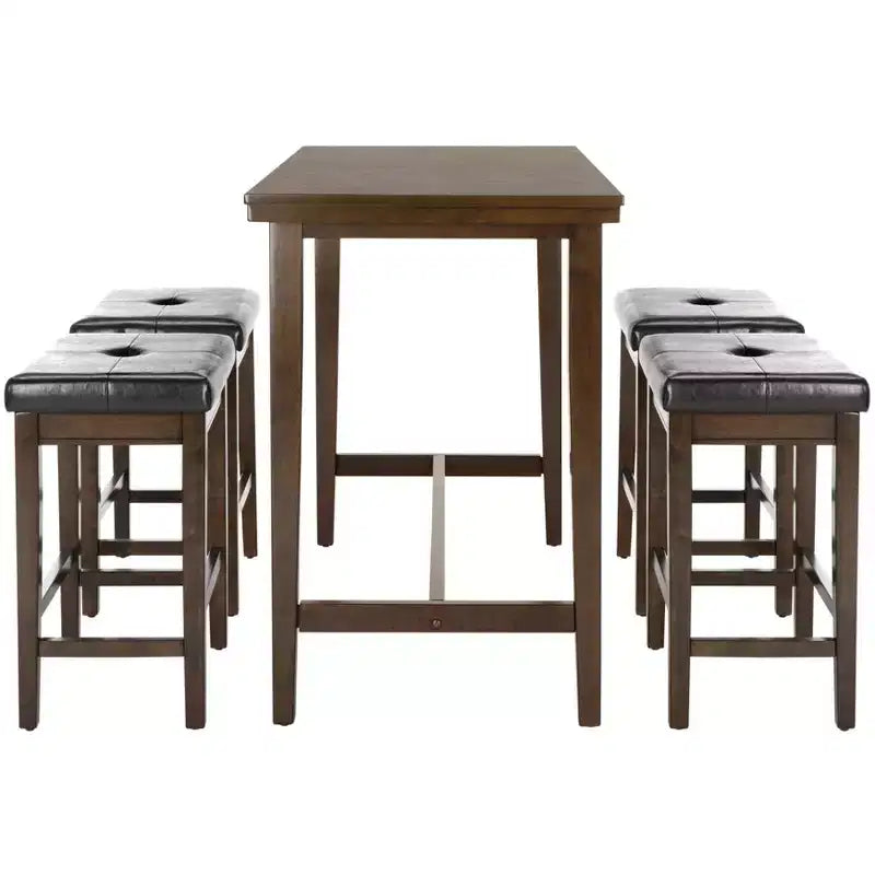 Ensemble table et chaises de bar 5 pièces Billy - DNS9201A - Marron foncé/Noir - Safavieh