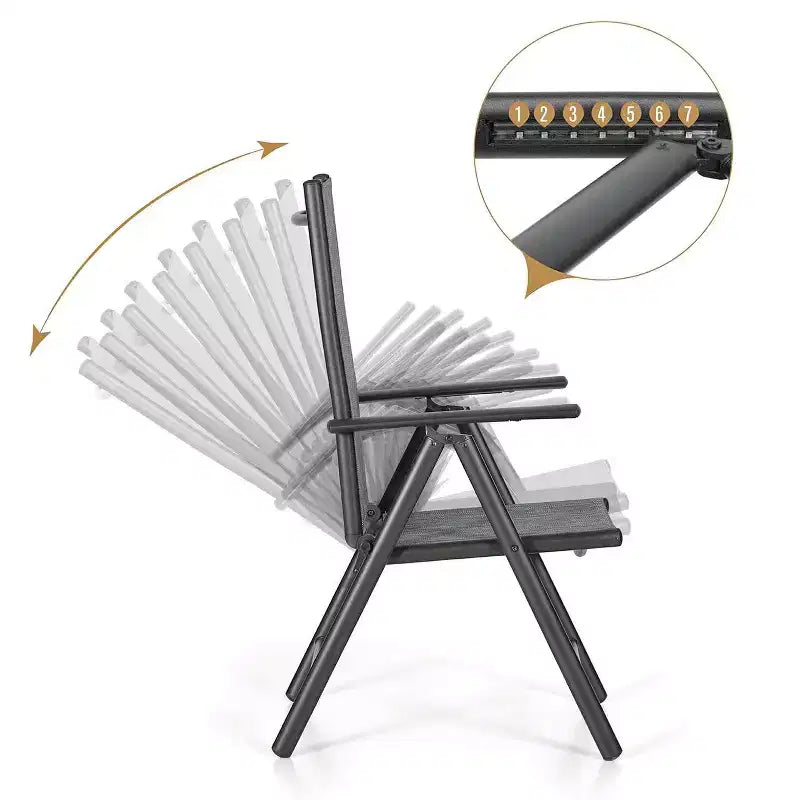 Captiva Designs Ensemble de salle à manger d'extérieur 9 pièces avec table carrée spacieuse à lattes en métal avec trou pour parasol et 8 chaises pliantes inclinables