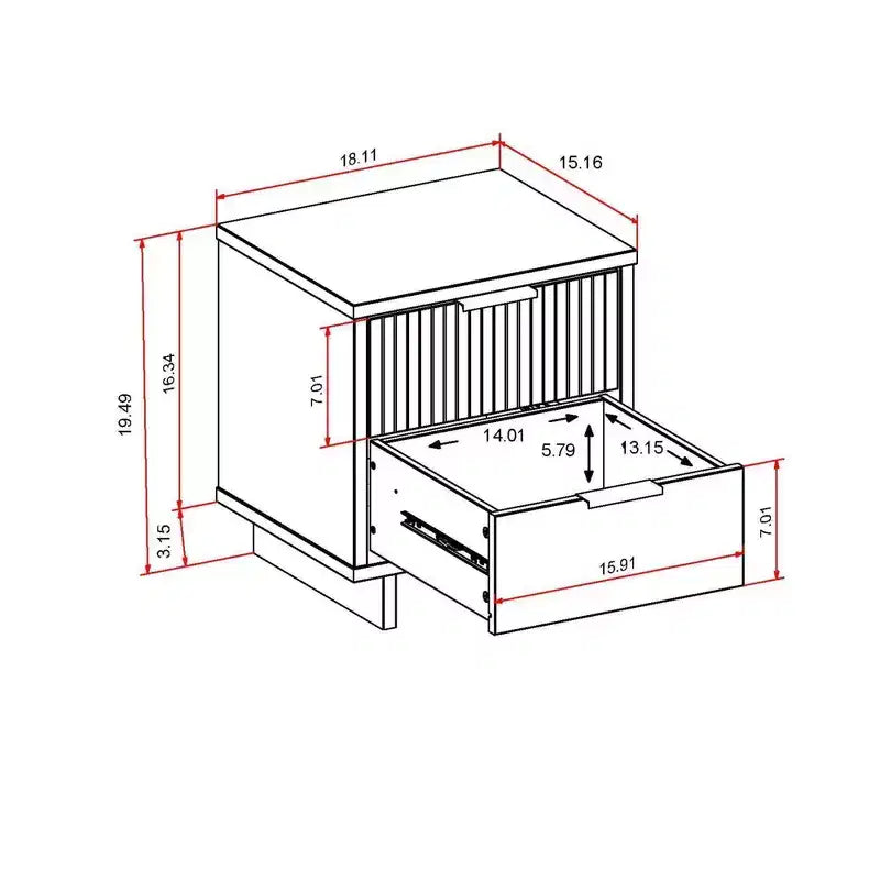 Ensemble de chambre Manhattan Comfort 3 pièces Granville : commode, double commode et table de chevet