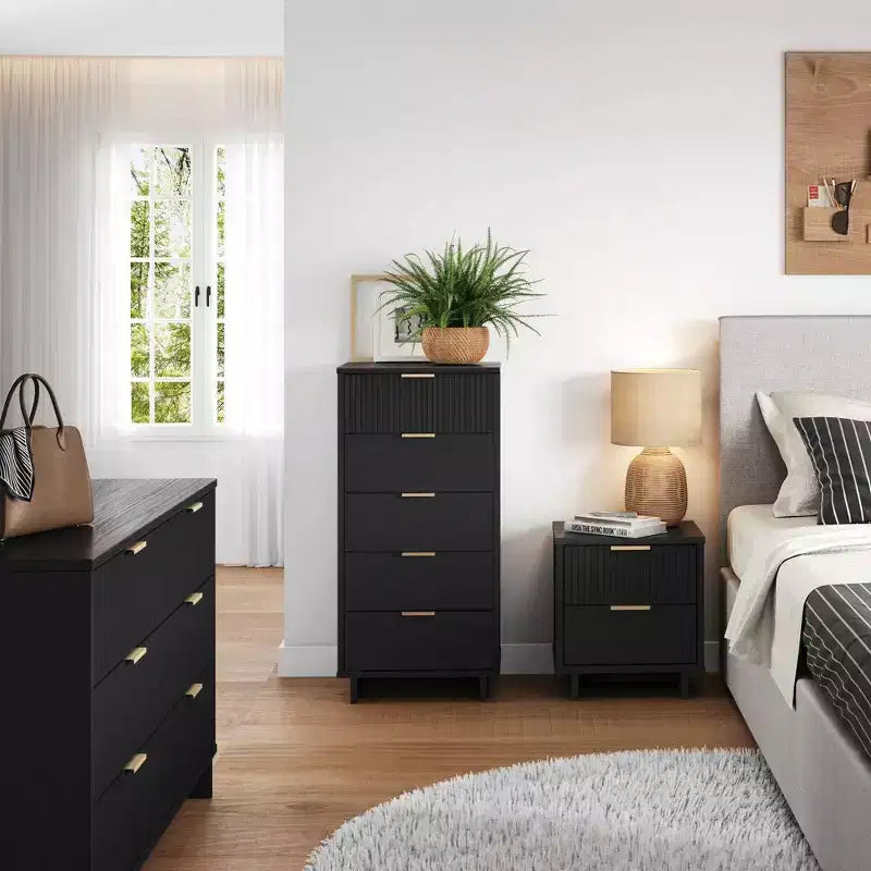 Ensemble de chambre Manhattan Comfort 3 pièces Granville : commode, double commode et table de chevet