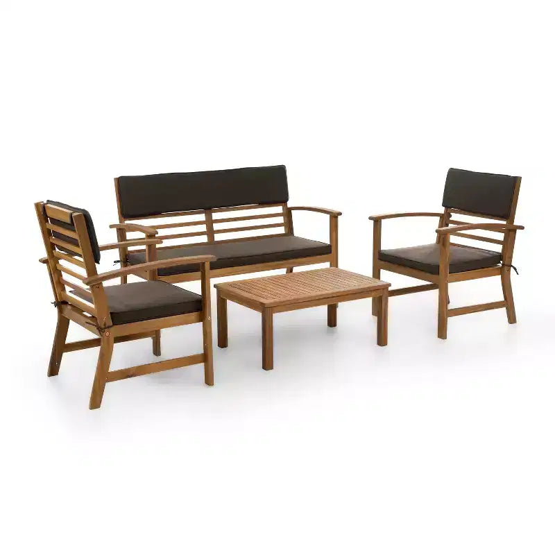Greemotion Ensemble de conversation d'extérieur 4 pièces Hana pour petits espaces