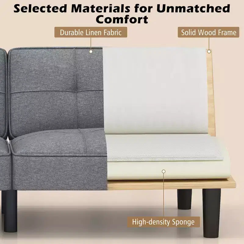 Canapé-lit futon convertible Costway avec dossier réglable sur 6 positions