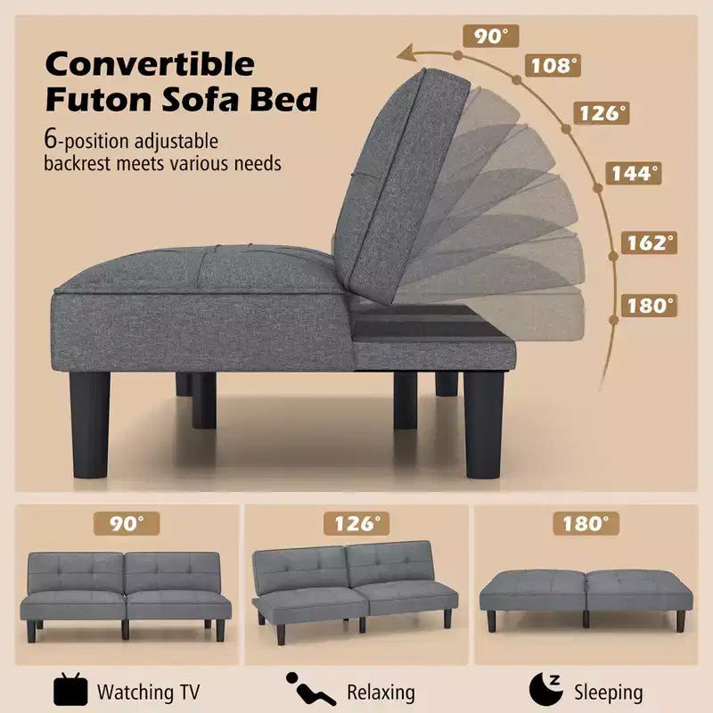 Canapé-lit futon convertible Costway avec dossier réglable sur 6 positions